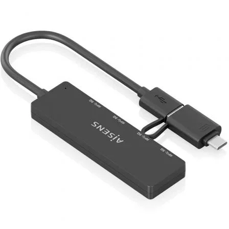 Aisens Hub USB 3.1 con Conexión Dual USB-C y USB-A, 4 Puertos USB 3.0, Negro Aisens Hub USB 3.1 con Conexión Dual USB-C y USB-A, 4 Puertos USB 3.0, Negro